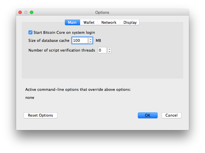 Choosing to start Bitcoin Core at login